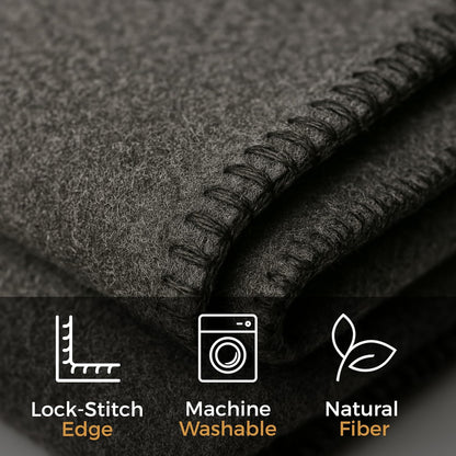 Wool Camping Blanket – 70% Wool Heavy-Duty Military Style Throw, Warm & Washable, Fire Retardant Cover for Emergency, Survival & Outdoor Use – Perfect for Camping, Car, Home & Hiking, Grey 62x84