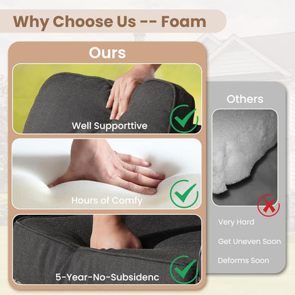 HOOOWOOO Patio Furniture Set,Outdoor High Back Loveseat Set,All Weather Wicker 2-Seater-Sofa Love Seat with Table,Black