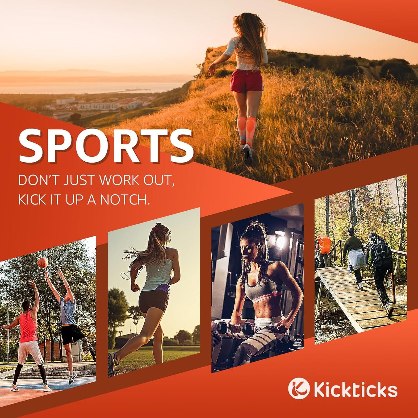 Kickticks 4 Pairs Compression Socks for Woman & Man Unisex 20-30mmHg Knee high Plus Size Wide Calves for Flying Running…