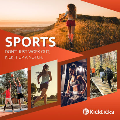 Kickticks 4 Pairs Compression Socks for Woman & Man Unisex 20-30mmHg Knee high Plus Size Wide Calves for Flying Running…