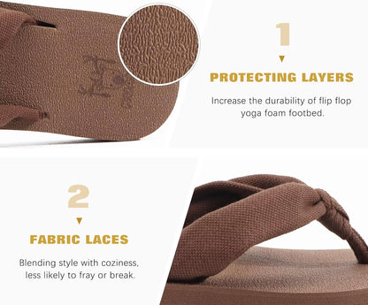 KuaiLu Flip Flops for Women with Arch Support Yoga Mat Comfortable Summer Beach Walking Thong Cushion Sandals Slip On Indoor Outdoor