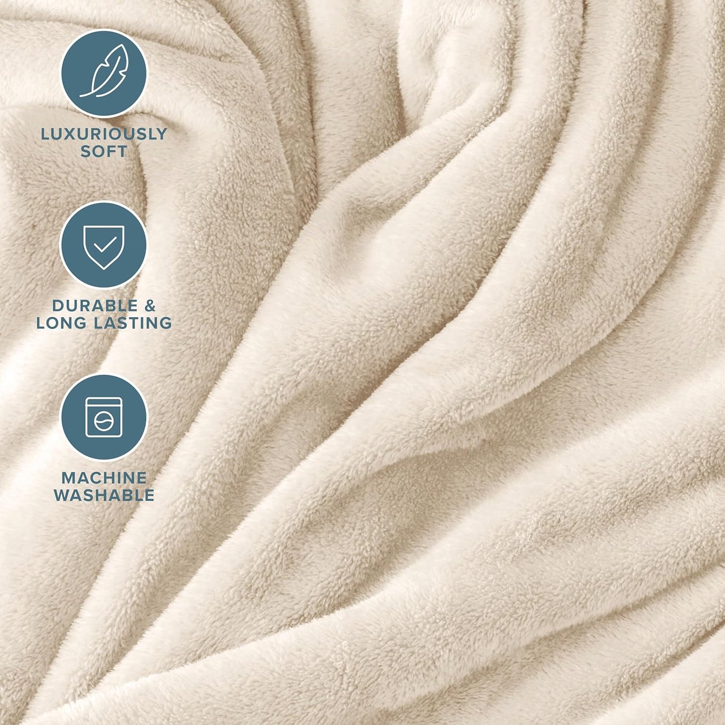Bare Home Fleece Blanket - Full/Queen - Ultra-Soft Lightweight for Bed, Sofa, and Couch - Luxury Microplush - Cozy Warm Blanket (Full/Queen, Vanilla)