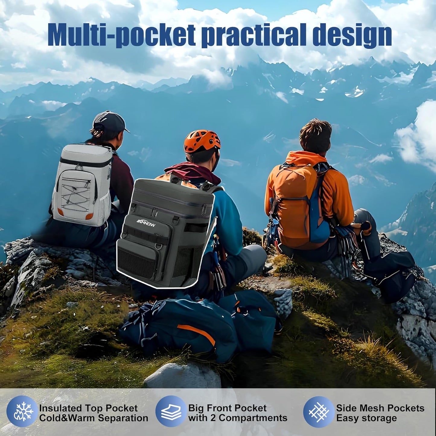 Backpack Cooler Insulated Leak Proof for Men Women 50 Cans Soft Cooler Backpack Insulated Waterproof Large Capacity Coolers Bag Portable for Lunch Camping Travel Picnic Hiking