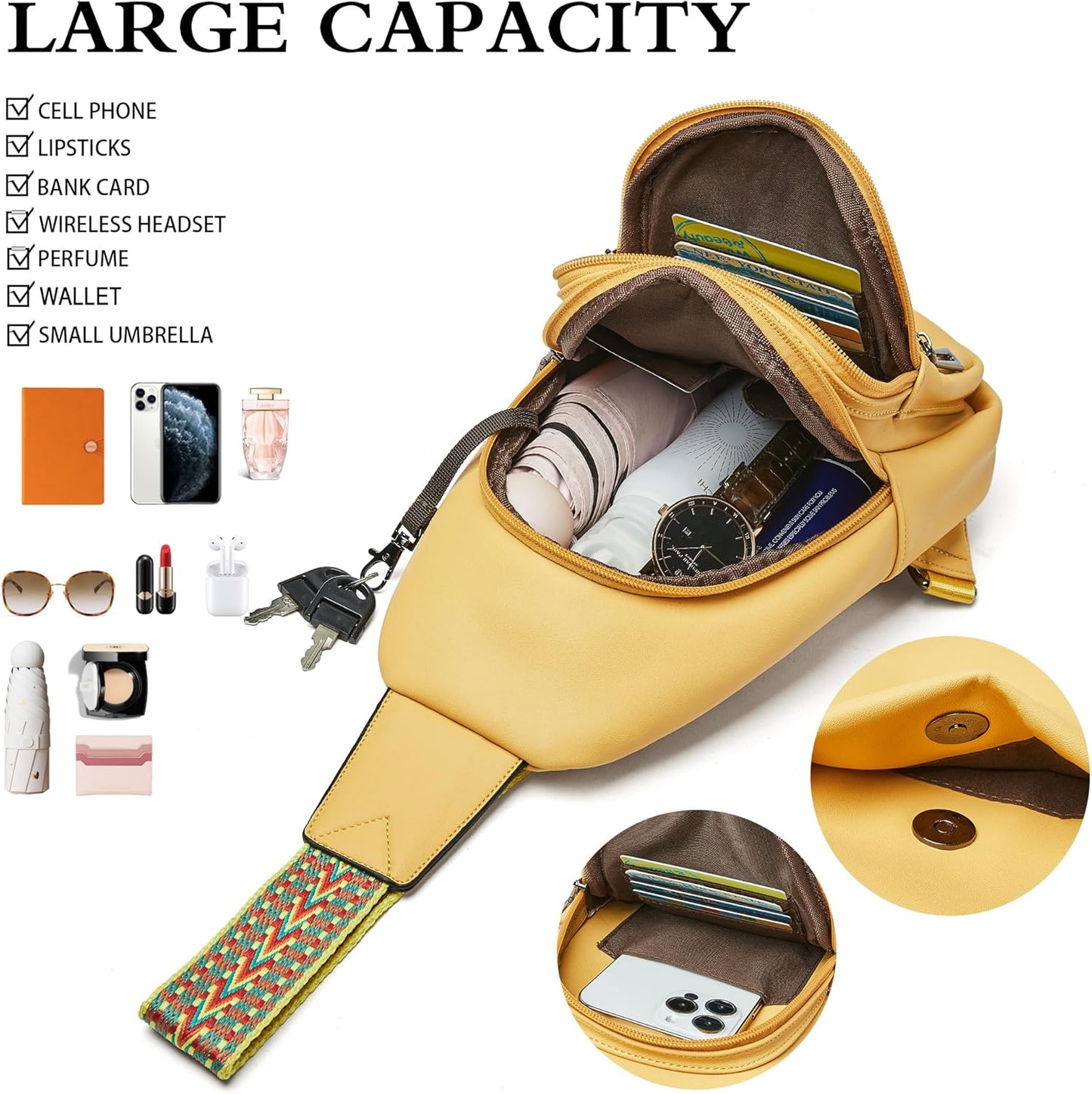 Sling Bag Crossbody Bags for Women Small Cross Body Bag Fanny Packs Chest Sling Purse for Daily Travel Leisure Sport