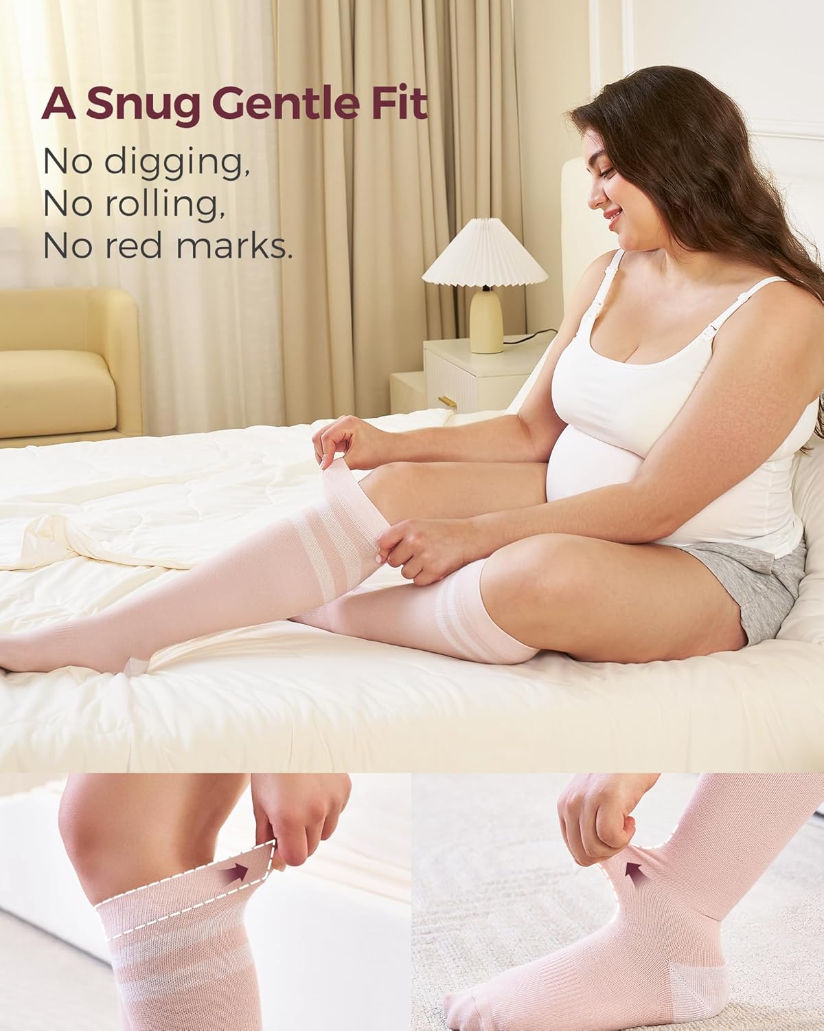 Momcozy Compression Socks for Women Wide Calf, 15-20mmHg Knee High Support Socks for Pregnancy, Nurses, Travel, Flying
