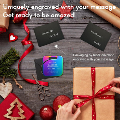 Stainless Luggage Tags for Suitcases: Metal Personalized Luggage Tags and Bags with Customizable Texts (Rainbow)