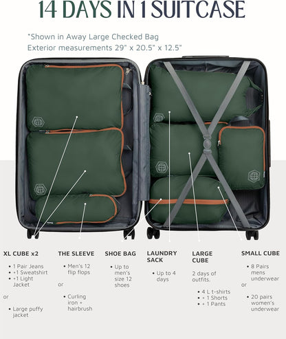 Large Compression Packing Cubes for Travel-Packing Cube Luggage Organizers 7 Piece Set for Checked Luggage-Ultralight, Expandable/Compression Bags by TRIPPED Travel Gear (Green and Brown)