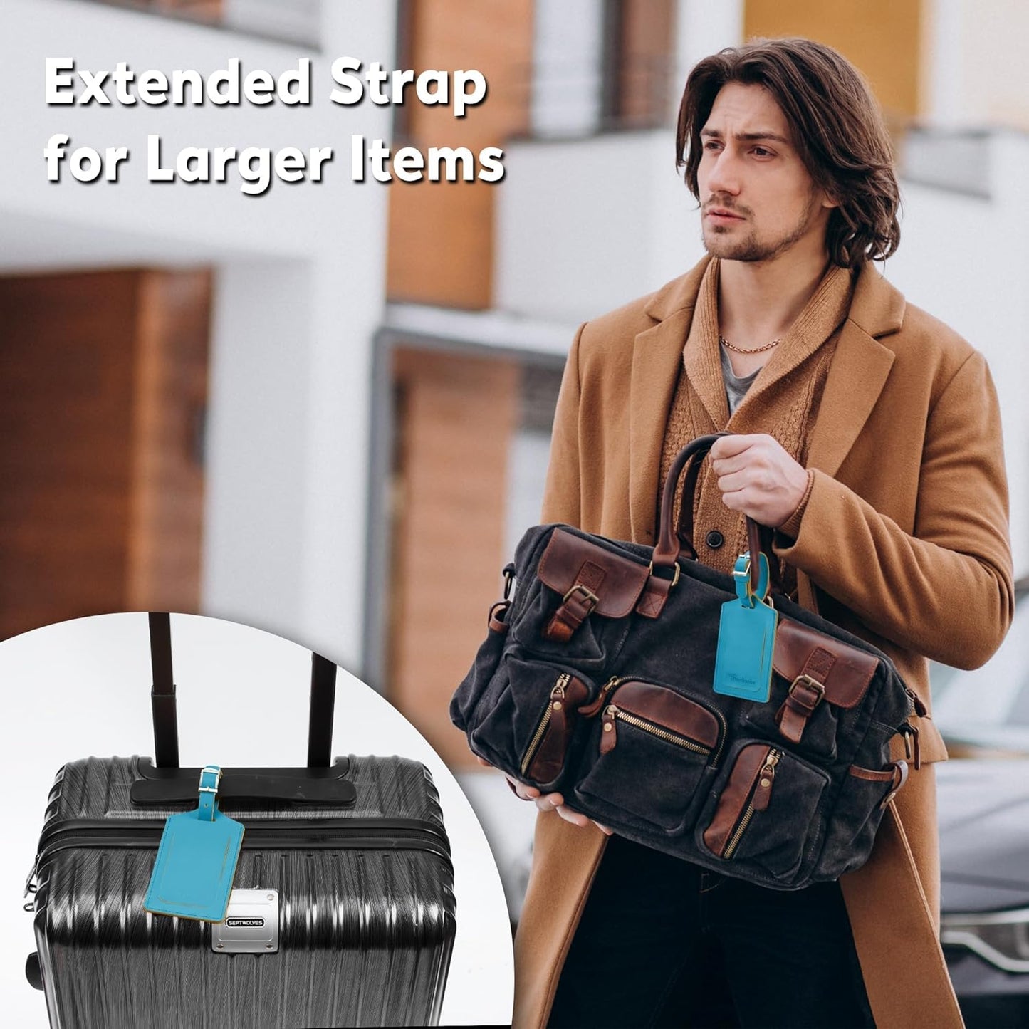 8 Pack Leather Luggage Travel Bag Tags by Travelambo