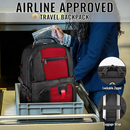 YOREPEK Travel Backpack, Extra Large 50L Laptop Backpacks for Men Women, Water Resistant College Backpack Airline Approved Business Work Bag with USB Charging Port Fits 17 Inch Computer, Bright Red