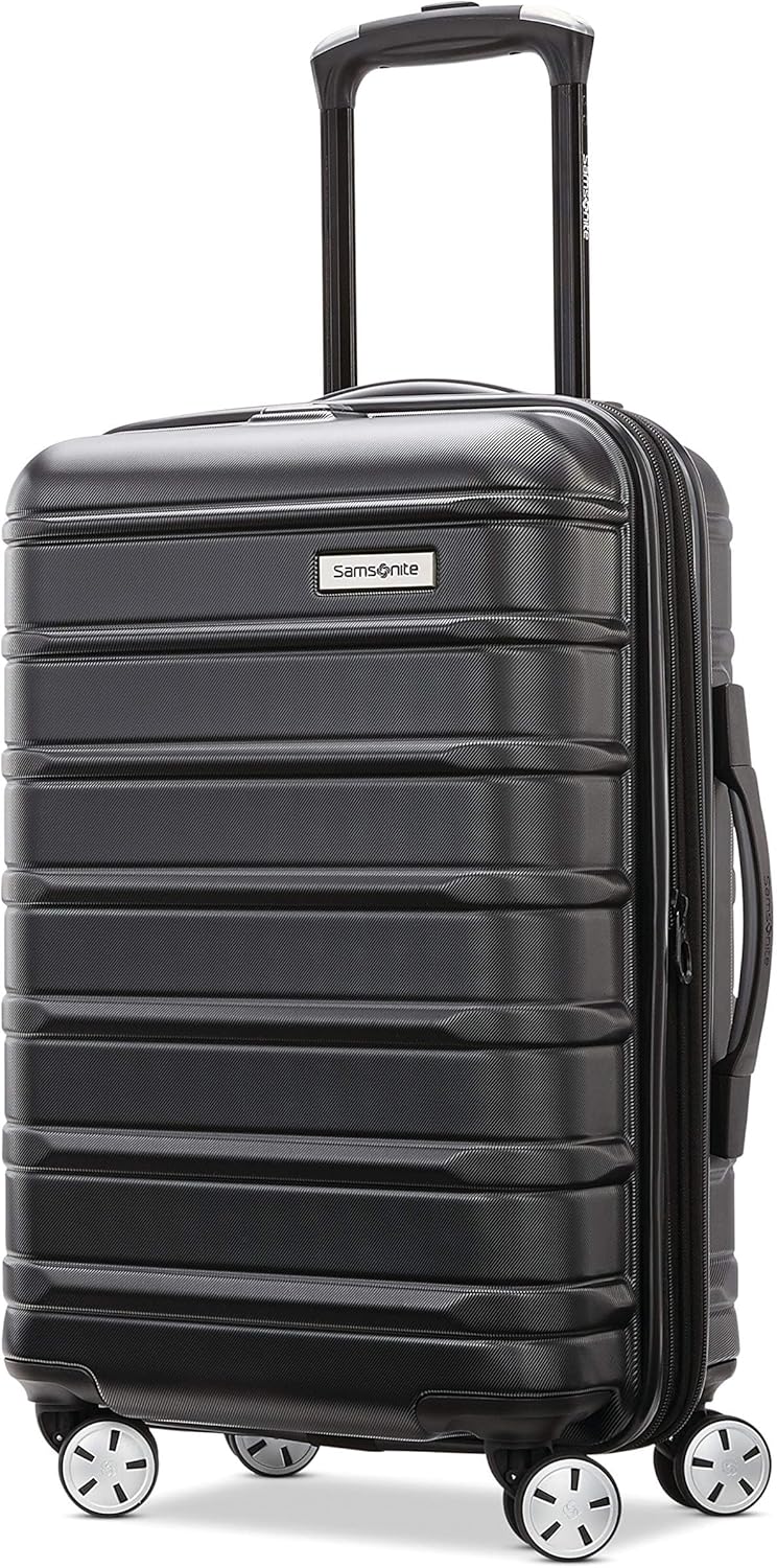 Samsonite Omni 2 Carry-On Hardside Luggage with 360° Spinner Wheels - Scratch Resistant Hardshell - TSA, Airline-Approved - Expandable Polycarbonate Shell for Lightweight Travel - Midnight Black