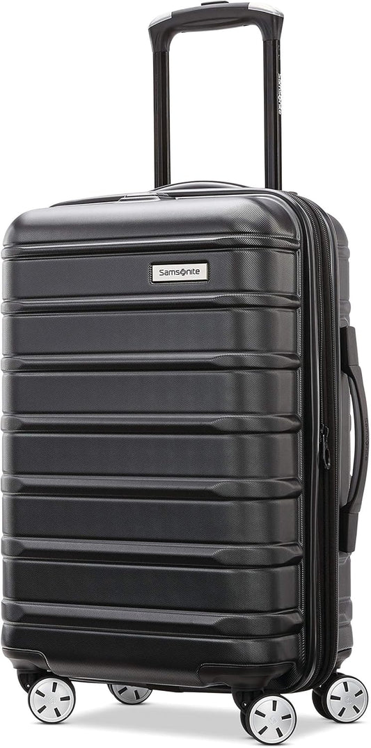 Samsonite Omni 2 Carry-On Hardside Luggage with 360° Spinner Wheels - Scratch Resistant Hardshell - TSA, Airline-Approved - Expandable Polycarbonate Shell for Lightweight Travel - Midnight Black