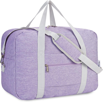 For Spirit Airlines Personal Item Bag 18x14x8 Foldable Travel Duffel Bag Tote Duffle Carry on Luggage for Women 30L (Purple (With Shoulder Strap))