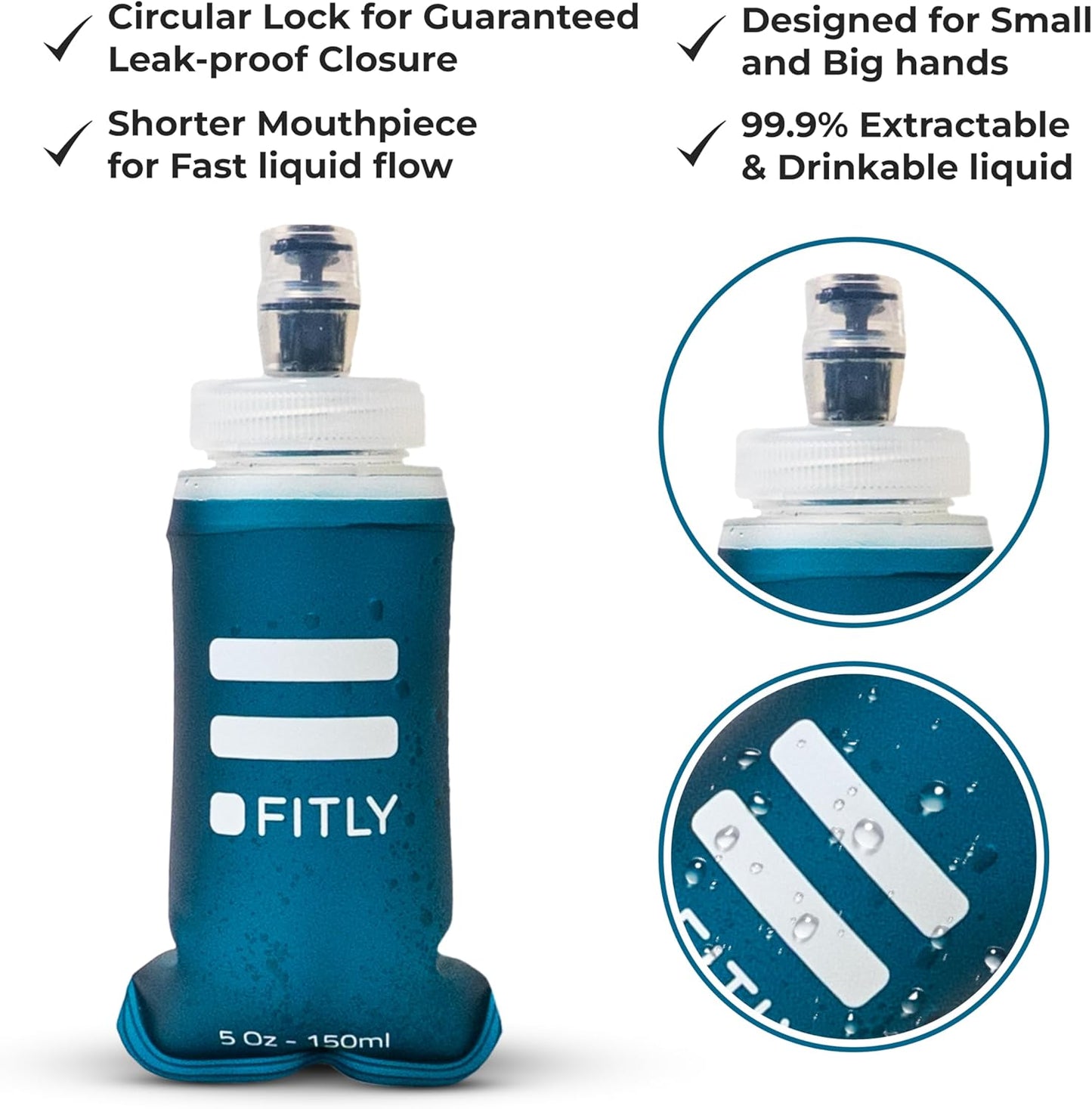 Soft Flask - Shrink As You Drink Soft Water Bottle for Hydration Pack - Folding Water Bottle Ideal for Running, Hiking, Cycling, Climbing & Rigorous Activity