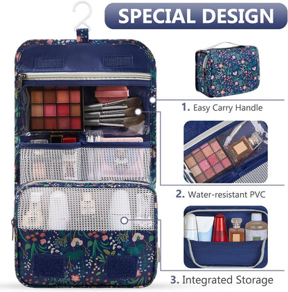 8 Set Packing Cubes for Travel,Gifts for Women Mom,Anti-Tearing Suitcase Organizer for Luggage with Shoe & Hanging Toiletry Bag,Vacation Essentials & Accessories for Cruise Ship,Dark Blue Floral