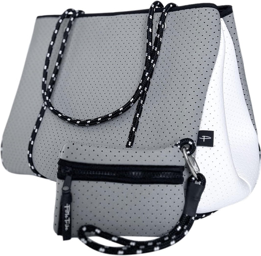 Pole Tribe Neoprene Tote - Large Beach, Gym, Travel Bag & Wallet, Water-Resistant, Durable, Lightweight, Sailor Rope Design