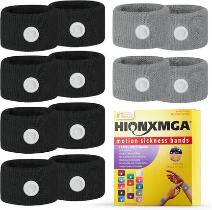 6 Pairs Motion Sickness Bands – Natural Anti Nausea Acupressure Wristbands for Morning & Motion Sickness Relief – Ideal for Car, Cruise & Flight Travel – for Adults and Kids