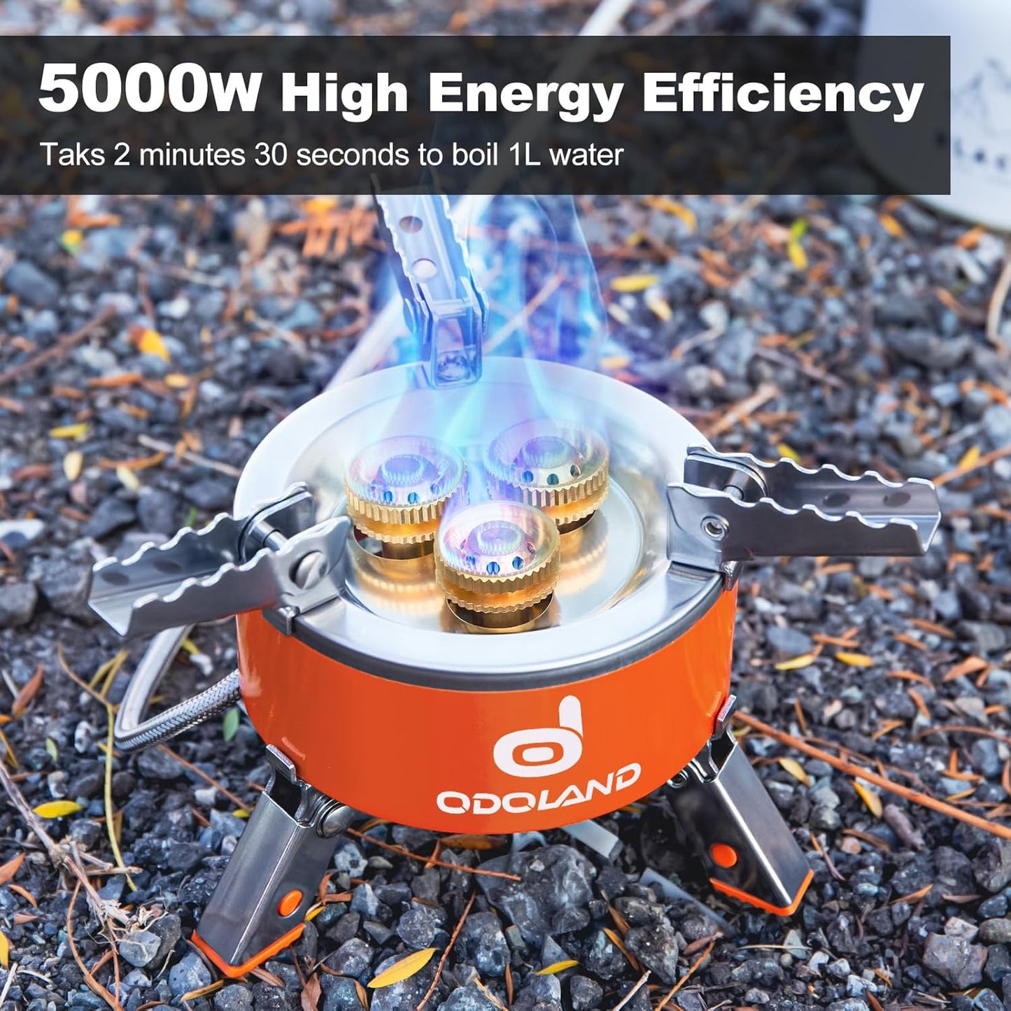 Odoland 5000W Portable Camping Stove Lightweight Camp Stove Collapsible Backpacking Stove with EVA Box for Outdoor Camping Cooking Hiking and Picnic