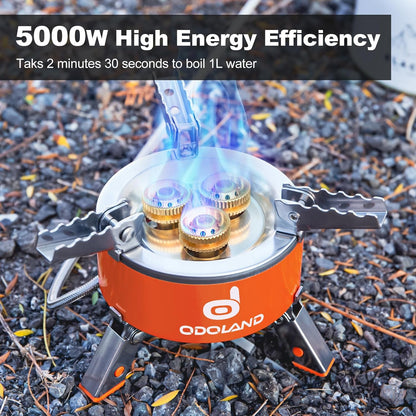 Odoland 5000W Portable Camping Stove Lightweight Camp Stove Collapsible Backpacking Stove with EVA Box for Outdoor Camping Cooking Hiking and Picnic