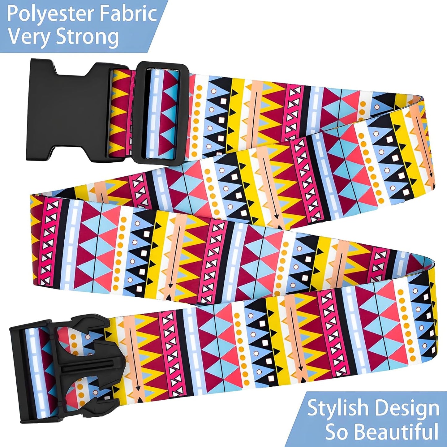 Bohemia Luggage Straps for Suitcases, Adjustable Luggage Travel Belt to Keep Luggage Security While Travel, Strong Polyester Fabric, Easy-to-Recognize Stylish Design Travel Accessories, 2 Pack