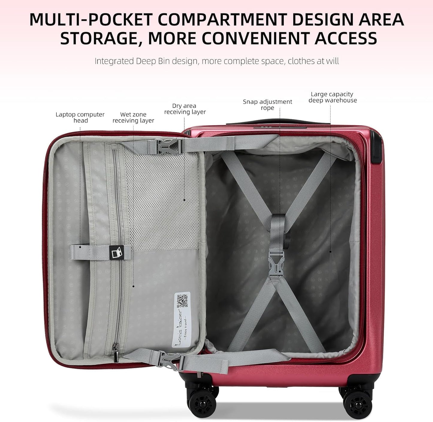 Premium Carry On Luggage, 20Inch&29 Inch Top Opening Airline Approved ABS+PC Hard Shell Suitcases with Silent Wheels, TSA Lock,Front Pocket and Wet-dry Separated Six-piece Set