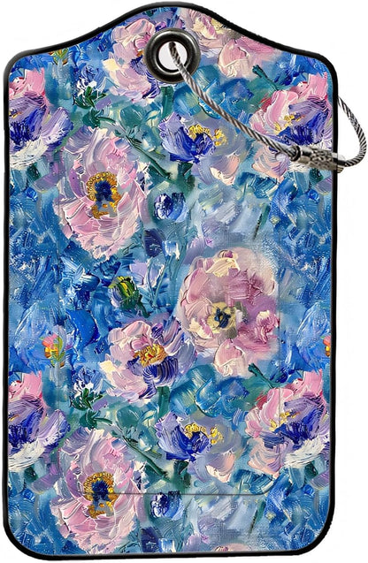 Luggage Tags for Suitcases, 2-Pack PU Leather for Cruise & Travel, Baggage ID Tags with Privacy Cover & Address Card, Durable Metal Ring, Kids Adults Travel Accessories, Blue Hued Impasto