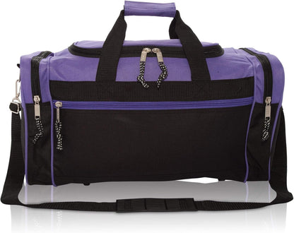 DALIX 21" Blank Sports Duffle Bag Gym Bag Travel Duffel with Adjustable Strap in Purple