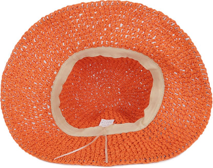 Womens Wide Brim Straw Sun Hat Foldable Floppy Crochet Beach Hat for Summer