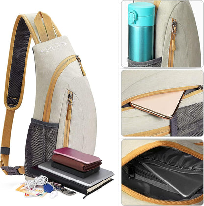 G4Free Sling Bag for Men Women, Small Crossbody Backpack Lightweight Chest Shoulder Bags for Travel, Outdoor and Sports (Ivory)