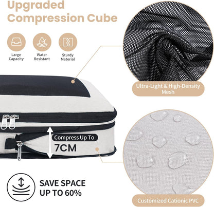 8 Set/6 Set/4 Set Compression Packing Cubes for Travel, Lightweight Vacation Travel Essentials, Travel Accessories for Suitcase Organizer Bags Set, Durable Luggage Organizer