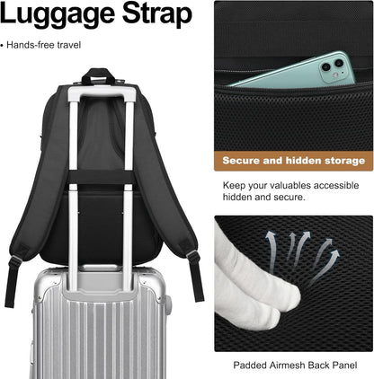 Boavan Laptop Backpack for men, 17.3 inch Laptop Bag with USB Port, Waterproof Travel Work Backpack Purse, Anti-Theft Teacher Nurse Doctor Casual Bookbags Office Business backpack，White