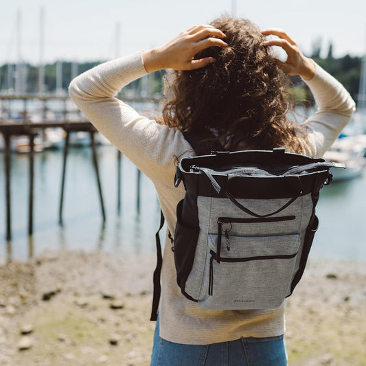 Sherpani Soleil, Anti Theft Convertible Backpack, 3 in 1 Tote Bag, Crossbody Bag, Cross Body Purse, 18L Travel Backpack, Travel Gifts for Women, RFID Protection, Fits 13” Laptop (Sterling Lite)