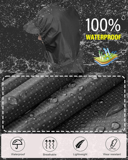 iCreek Hooded Rain Poncho with Pocket Waterproof Lightweight Unisex Raincoat Jacket for Hiking, Camping, Outdoor