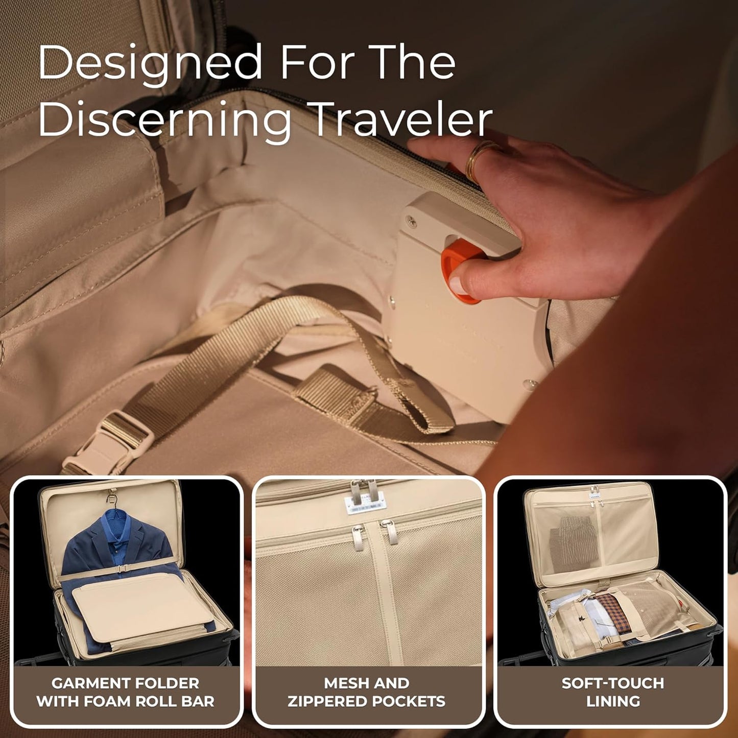 Briggs & Riley 26" Medium Expandable Spinner - Checked Luggage for Travel, Suitcases with Wheels, Softside Rolling Bag for Men & Women, Self-Repairing Zipper - Baseline Collection, Black