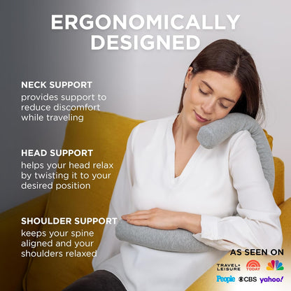 Dot&Dot Twist Memory Foam Travel Pillow for Neck, Chin, Lumbar and Leg Support - Neck Pillows for Sleeping Travel Airplane - Adjustable, Bendable Roll Pillow