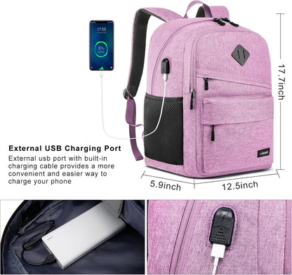 School Backpack for Teen Girls, Cute College Backpacks for Women Students Aesthetic Bookbag Large 15.6 Inch Laptop Bag Middle School Back Pack, Pink