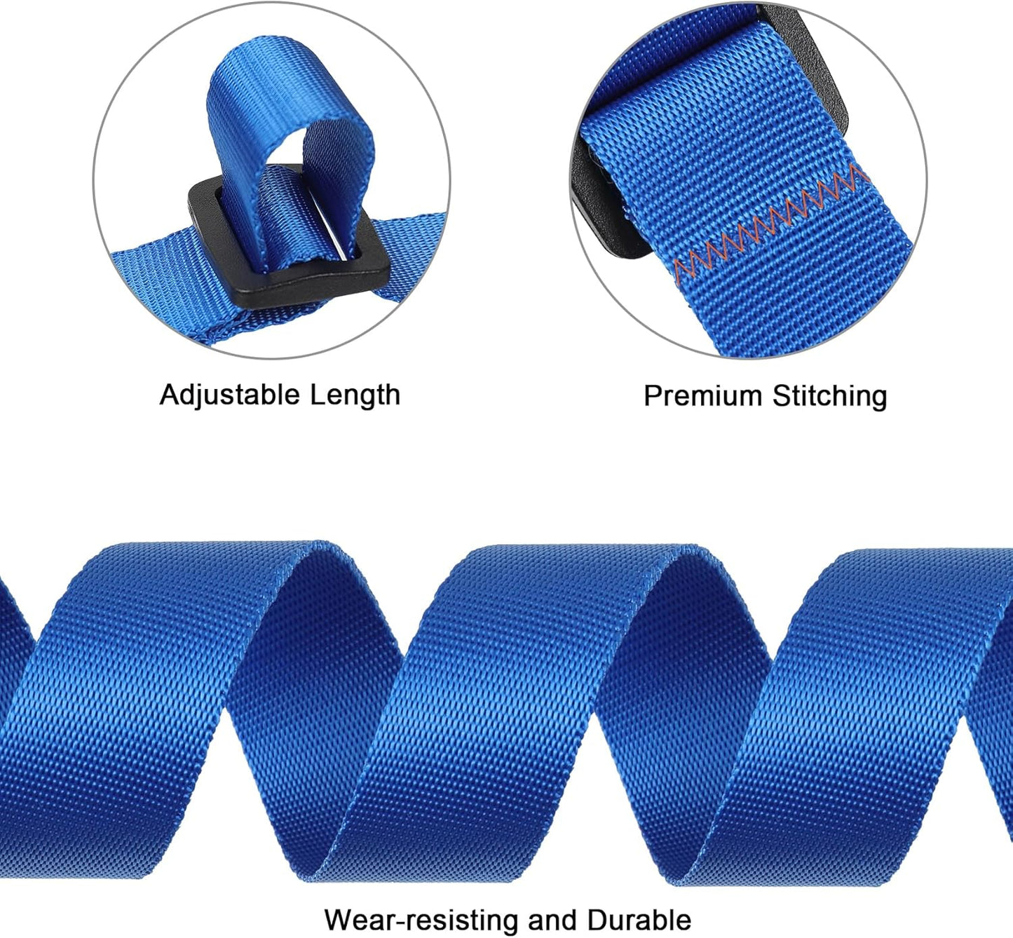 Buckle with Clips, Adjustable Nylon Straps with Buckle, Packing Strap, Blue 4 Pack (6’x1)