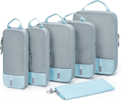 BAGSMART 6 Set Compression Packing Cubes - Lightweight Travel Essentials, Durable Luggage Organizer