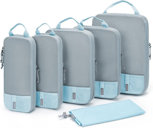 BAGSMART 6 Set Compression Packing Cubes - Lightweight Travel Essentials, Durable Luggage Organizer