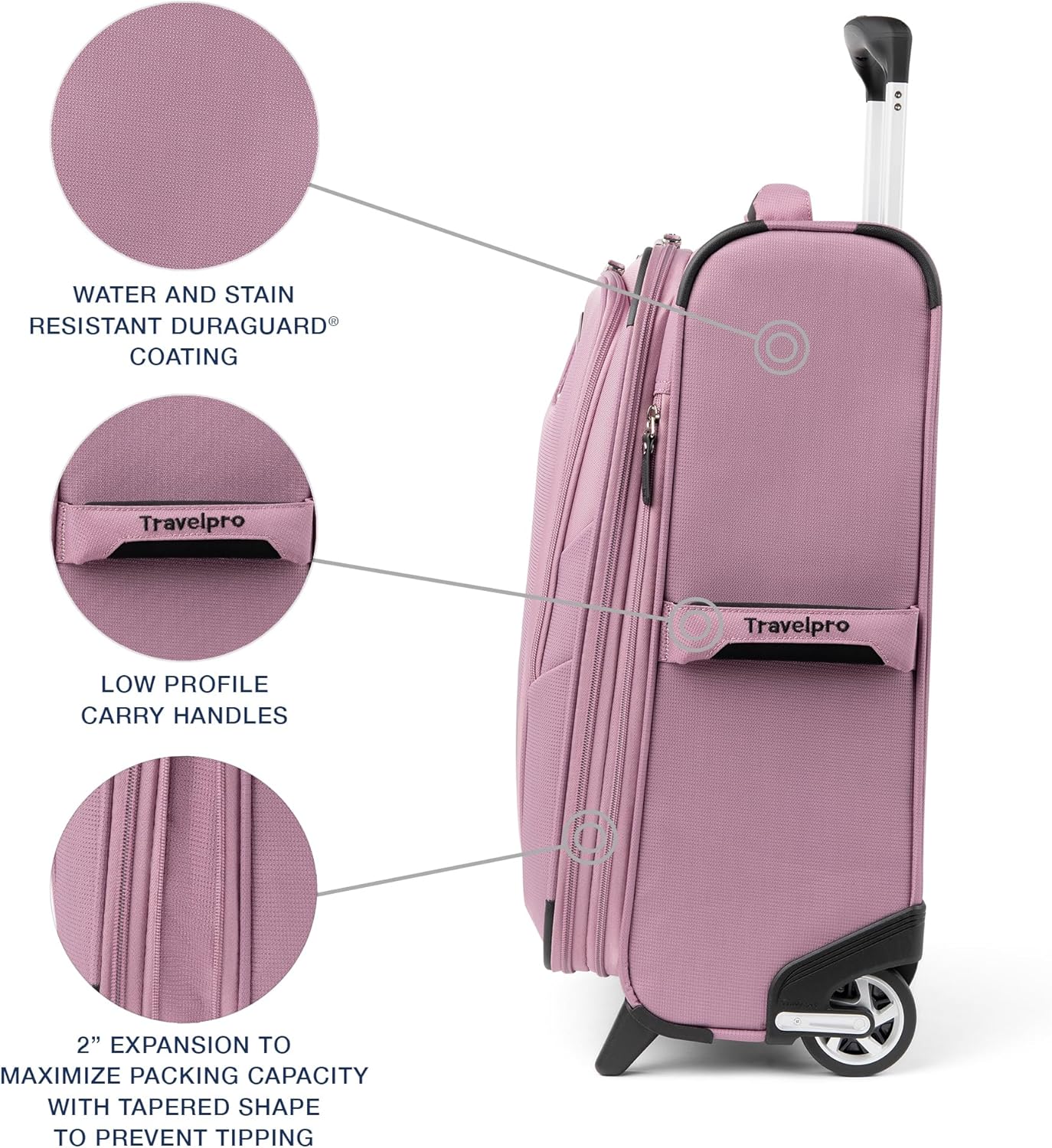 Travelpro Maxlite 5 Softside Expandable Upright 2 Wheel Carry on Luggage, Lightweight Suitcase, Men and Women, Orchid Pink Purple, Carry On 20-Inch