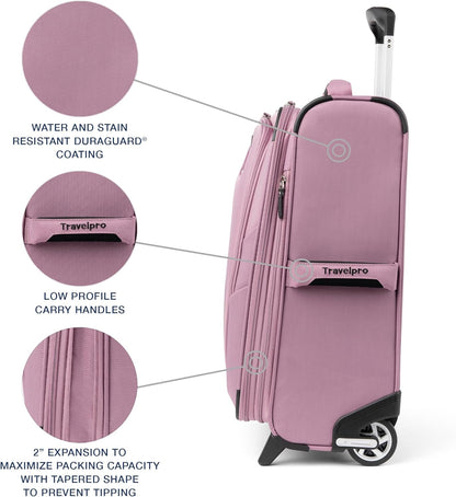 Travelpro Maxlite 5 Softside Expandable Upright 2 Wheel Carry on Luggage, Lightweight Suitcase, Men and Women, Orchid Pink Purple, Carry On 20-Inch
