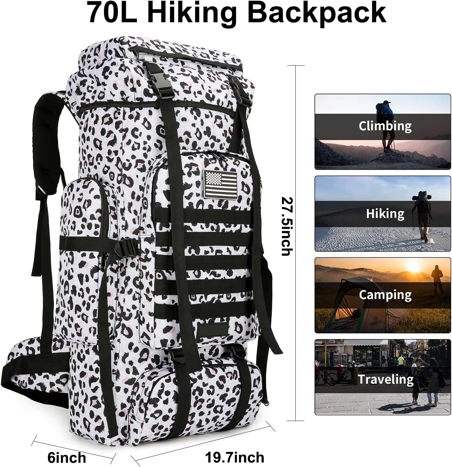 Hiking Backpack for Men 70L/100L Camping Backpack Military Rucksack Molle 3 Days Assault Pack for Climbing