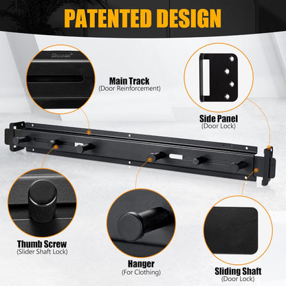 Door Bar Lock - Patented Door Barricade Security Bar - Home Safety Improvement, Door Reinforcement, Childproof, Break-in Prevention - Premium Grade Steel Door Mount for 26''-37'' Wide Doors