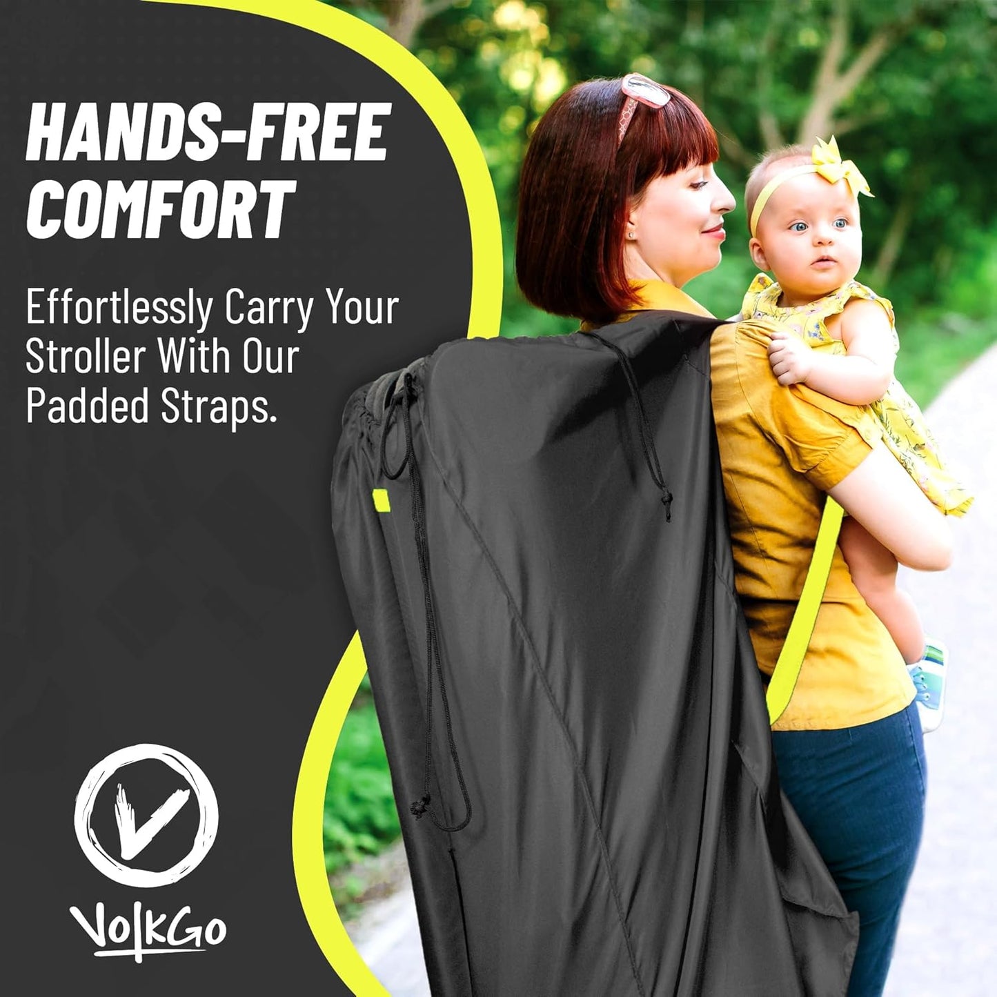 V VOLKGO Super Extra Large Stroller Bag for Airplane with Padded Backpack Shoulder Straps, Double Stroller Cover for Air Travel, Jogger & Carrier - Fits All, Gate Check Bag, Waterproof Travel Cover.