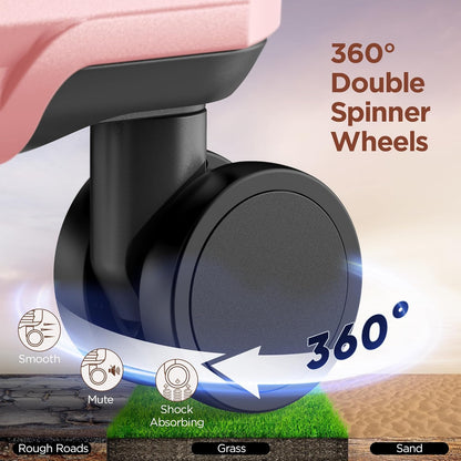 SHOWKOO Luggage Sets 3 Piece Hardside Expandable Suitcase with Double Spinner Wheels Tsa Lock Pink (20in/24in/28in)