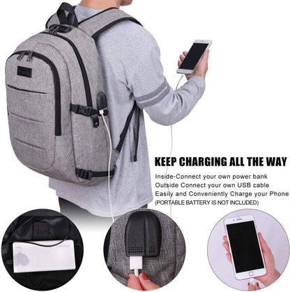 Travel Laptop Backpack Water Resistant Anti-Theft Bag with USB Charging Port and Lock 17.3 Inch Computer Business Backpacks for Women Men Gift,Bookbag Casual Hiking Daypack