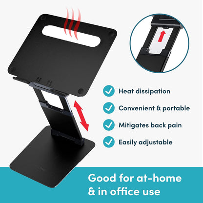 Ergonomic Adjustable Laptop Riser - Fits 10-17 Inch Laptops & MacBooks - Portable Desk Stand