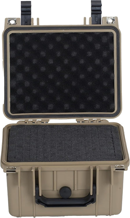 MEIJIA Portable All Weather IP67 Waterproof Camera Case,hard case with Customizable Fit Foam,Fit Use of Drones,Camera,Equipments,10.62 x9.68x6.87inches(Desert Tan)
