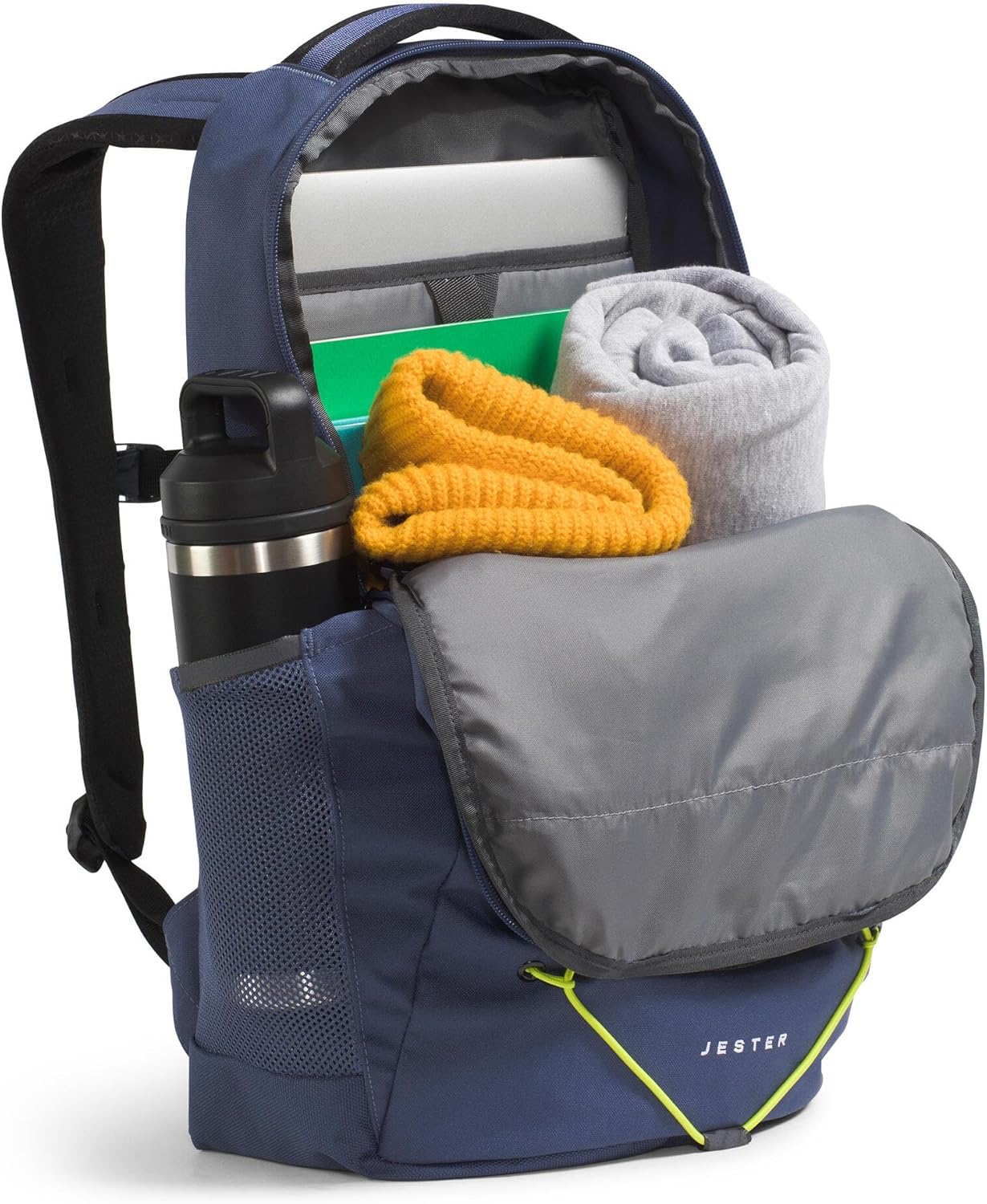 THE NORTH FACE Jester Everyday Laptop Backpack | Commuter Daypack with Water Repellent Finish, 16" Laptop Sleeve, Huge Main Compartment, Lunar Blue/Fizz Lime, One Size