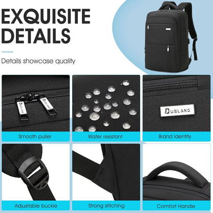DUSLANG 15.6 Inch Laptop Backpack for Travel Water Resistant College Book bag for Men Women Laptop Bag with USB Charging Port Business Backpack,Black