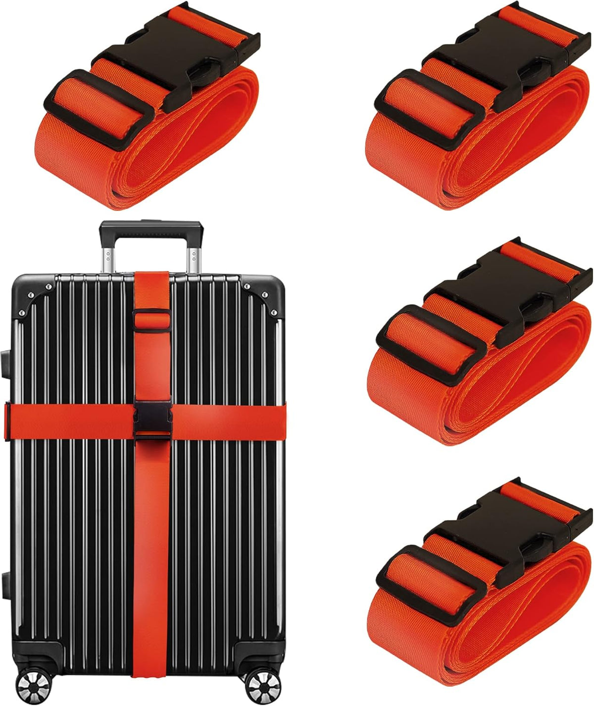 Luggage Straps for Suitcases TSA Approved Travel Belt 8 Pack by Chelmon (Red)